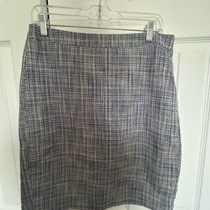 J. Crew White and Blue Pencil Skirt Knee-Length